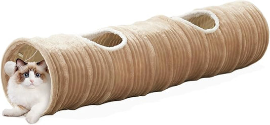 Cat Tunnel for Indoor Cats,Cats Toys Collapsible Tunnel Straight Tube with a Fun Ball and 2 Holes,Cat Play Tunnels,for Rabbits, Ferrets, Puppies & Large Pets,Diameter 11.8 Inch