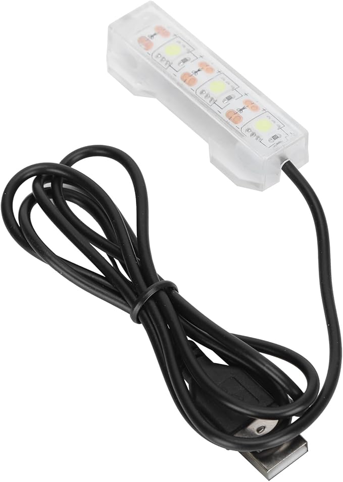 Soft LED Aquarium Plant Light, 5V 0.6W USB 2.0 Mini Aquarium Lamp, LED Desktop Fish Tank Light with 3.28ft Cable, White Lighting Small Water Plant Light for Plant Grow