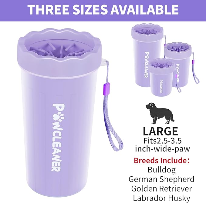 Dog Paw Cleaner for Dogs, (with 3Pcs Absorbent Towels & Adjustable Bath Brush) Dog Paw Washer,Pet Foot Cleaner (Purple, Large)