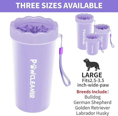 Dog Paw Cleaner for Dogs, (with 3Pcs Absorbent Towels & Adjustable Bath Brush) Dog Paw Washer,Pet Foot Cleaner (Purple, Large)