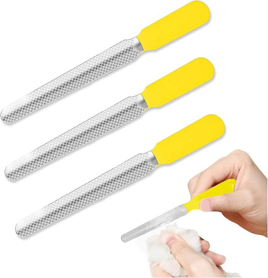 NIIIYTYB 3Pcs Dog Nail File Professional Metal Emery Boards for Dogs Cats Nail Grooming Tool for Smoothing Rough Edges Pet Filer for Large Small Breeds Puppies Toenails Safe Effective (Yellow)