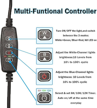 Submersible Aquarium Light Underwater Fish Tank Light with Timer Auto On/Off, LED Aquarium Light Bar 3 Light Modes Dimmer Adjustable Brightness,44.5inch (with Timer&dimmer)