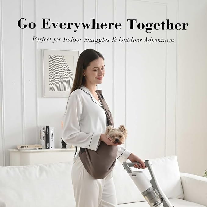 Dog & Cat Carrier Sling, Adjustable Soft Padded Shoulder Puppy Carrier, Hands-Free Dog Carrier Bag with Double Safety Buckles Premium Material for Outdoor Travel （Caramel, M）