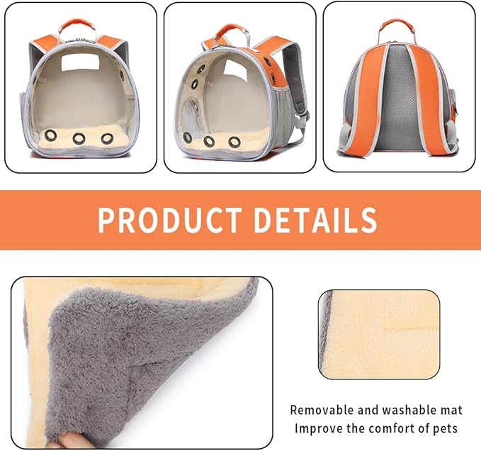 Bunny Carrier, Guinea Pig Carrier,Small Animal Carrier Backpack for Rabbit,Bearded Dragon, Lizard,Hamster,Kitten. Breathable Pet Travel Cage Bag (Orange)