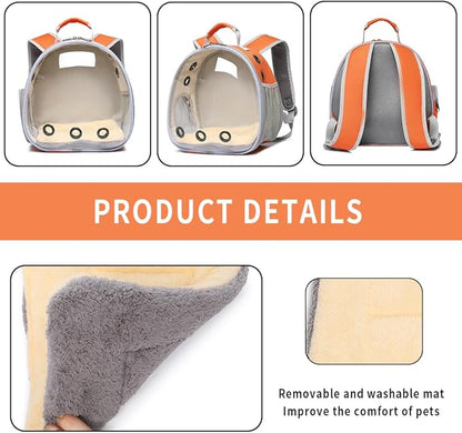 Bunny Carrier, Guinea Pig Carrier,Small Animal Carrier Backpack for Rabbit,Bearded Dragon, Lizard,Hamster,Kitten. Breathable Pet Travel Cage Bag (Orange)