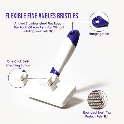 Self-Cleaning Gentle Slicker Brush, Sensitive Skin Gentle Dog Brush, for Big Dog and Large Breed, to Remove Loose Hair, Mats, Dirt - Pain Free Grooming