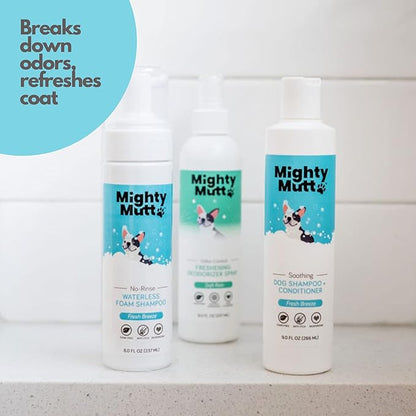 Mighty Mutt Ultimate Freshness Dog Grooming Kit – Includes Dog Dry Shampoo, Dog Shampoo and Conditioner, Dog Deodorizing Spray | Soothing, Deodorizing, Pet Friendly, Hypoallergenic | 3 Piece Set