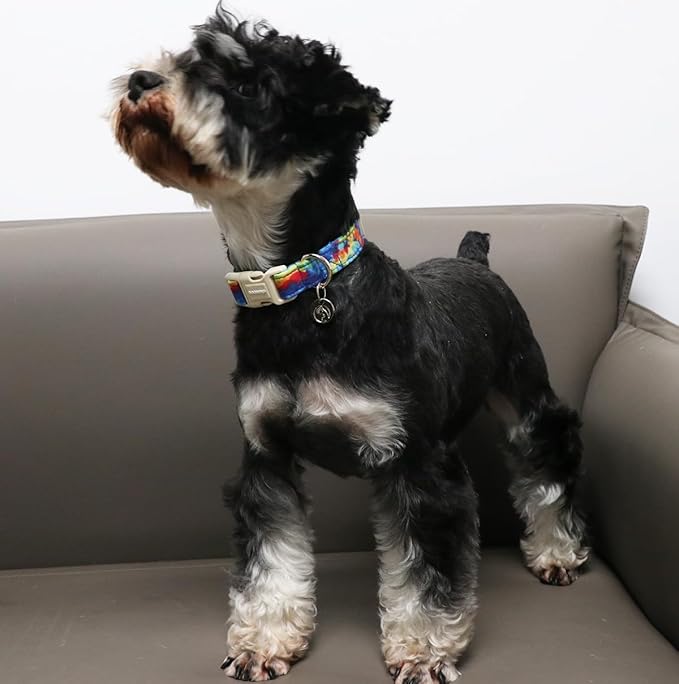 DOGWONG Cotton Dog Collar, Spring Summer Dogs Collar Durable Soft Natural Fabric Pet Dog Collars for Small Medium Large Dogs