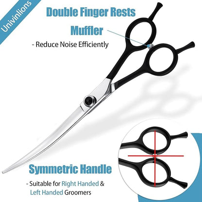 Dream Reach 7" Downward Curved Dog Grooming Scissors for Trimming Face and Paws, Safety Cutting Shears for Pet Dogs and Cats, Professional Pet Grooming Scissors Black