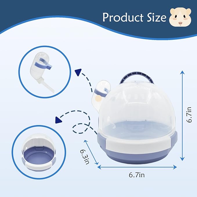 Hamster Carrier Cage Portable_ages Small Animals Carry Travel Case with Water Bottle Plastic Breathable_uinea Pig Outgoing Cage for Dwarf Hamster Ferret Chinchillas Hedgehog (Blue)