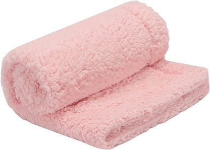 furrybaby Dog Blanket Soft Dog Blankets for Small Dogs Puppy Essentials Washable Fluffy Sherpa Fleece Cat Blanket 24x32 Inches for Bed Furniture Couch Sofa (Double-Layer Small, Pink)