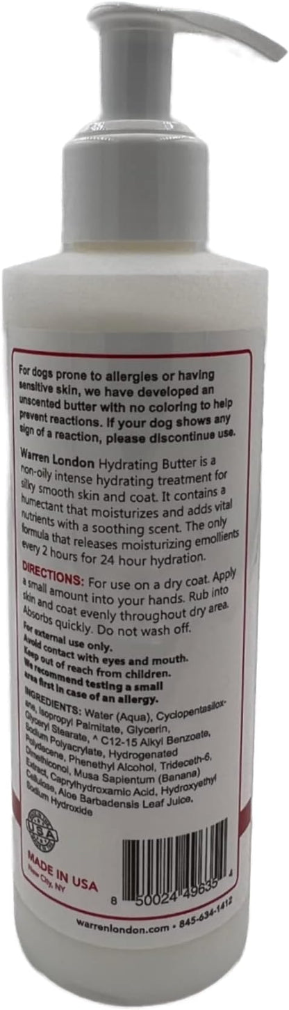 Warren London Hydrating Butter Leave in Pet Conditioner for Dogs | Lotion for Skin and Coat | Aloe Puppy & Dog Conditioner for Hair Detangler, Dry Skin, & Dandruff | Unscented 8oz
