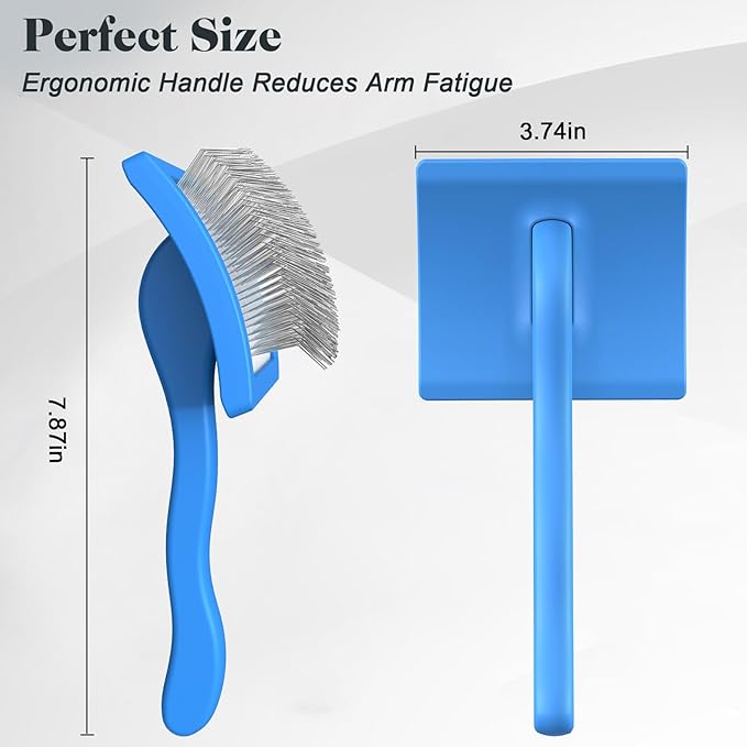 2PCS Slicker Brush for Dogs & Pet Comb,Professional Dog Grooming Brush (Goldendoodles,Poodles,Labradoodles) with Extra Long Pins to Effectively Remove Tangles, Knots and Mats-Pet Supplies(Large,Blue)