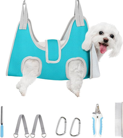 Supet Dog Grooming Hammock Harness, Relaxation Sling for Nail Trimming with Thick Fabric Back Support, Helper Dog Hammock for Nail Trimming Clipping