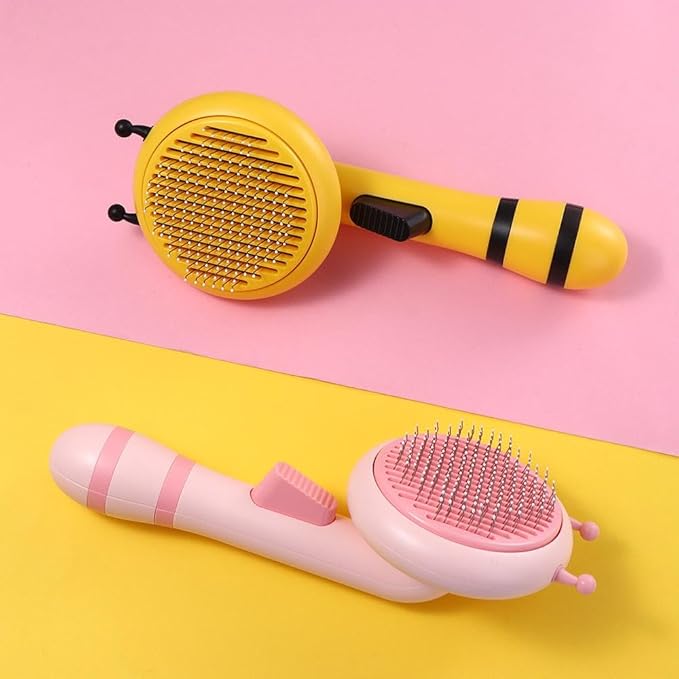 2Pcs Pets Needle Comb, Dog Massage Brush, Cat Brush,Self-Cleaning Grooming Brush for Long and Short haired Dogs Cats