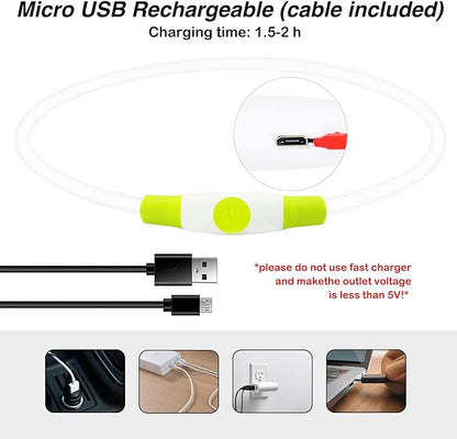Light Up Dog Collars, Single-Color USB Rechargeable Dlitk LED Dog Collar 1 Count, TPU Cuttable Size Glow Collar for Dogs, Dog Collar Light, Please Do Not Use Fast Charging (Cyan)
