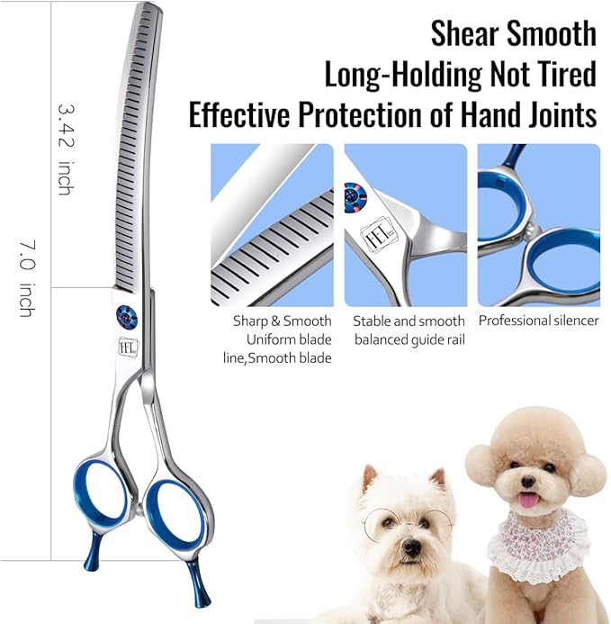 Dog Grooming Scissors: Left Handed 7 inch Pet Shears Made Of Japanese 440C Advanced Stainless Steel Professional Grooming Scissors for Dogs Cats and Other Pets