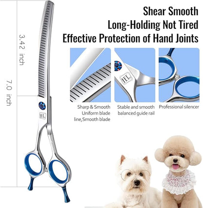 Dog Grooming Scissors: Left Handed 7 inch Pet Shears Made Of Japanese 440C Advanced Stainless Steel Professional Grooming Scissors for Dogs Cats and Other Pets