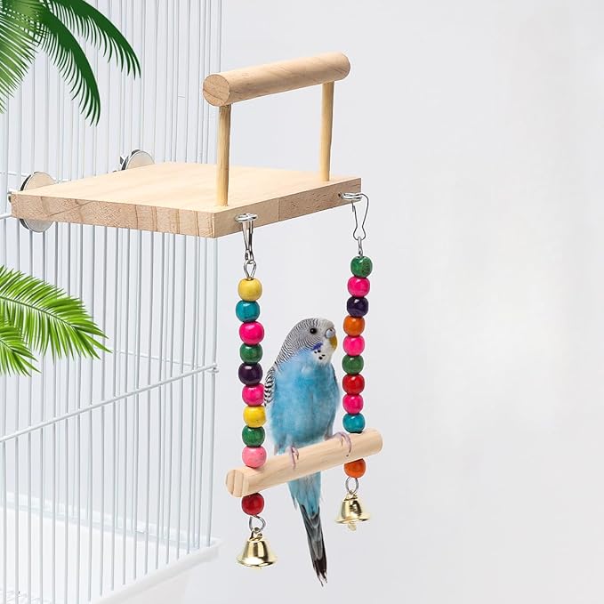 Bird Perches Platform Swing Parakeet Toys for Budgies Cockatiels Lovebird and Other Bird Toys Cage Accessories