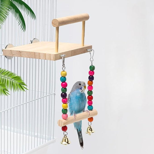 Bird Perches Platform Swing Parakeet Toys for Budgies Cockatiels Lovebird and Other Bird Toys Cage Accessories