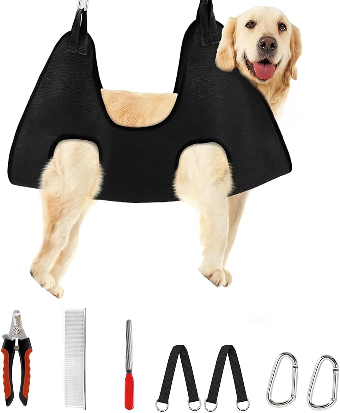 Supet Dog Grooming Hammock Harness for Cats Dogs, Relaxation Pet Restraint & Small Animal Leashes Sling Helper Nail Trimming Clipping
