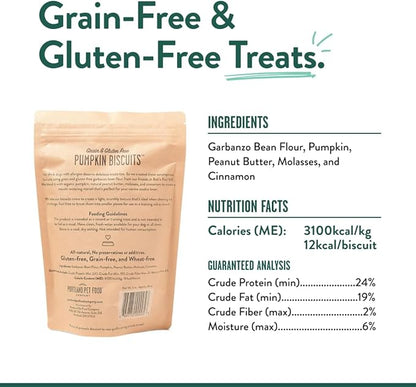 Portland Pet Food Company Pumpkin Dog Treats Healthy Biscuits for Small Medium & Large Dogs - Grain-Free, Human-Grade, All Natural Cookies, Snacks & Puppy Training Treats - Made in The USA - 5 oz
