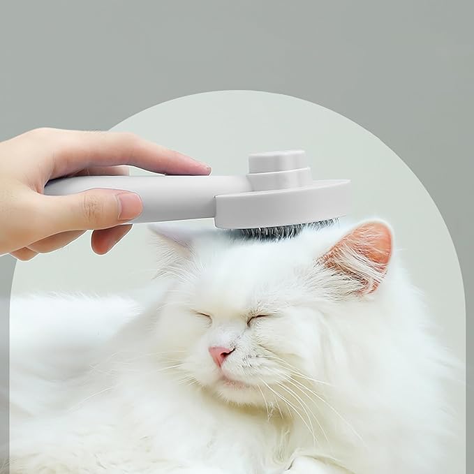 Cat Brush for Shedding,Pet Grooming Self Cleaning Slicker Brush,Removes Mats,Tangles and Loose Hair,Shedding Brush for Short or Long Haired Cats Dogs (White)