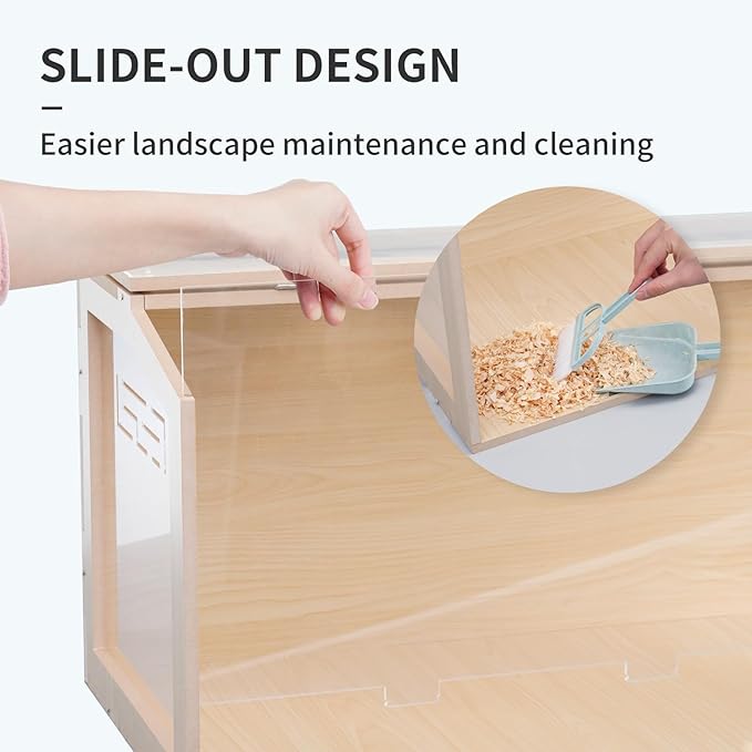 23.6 inch Wooden Hamster Cage, Large Habitat, Openable Top, Transparent Acrylic for Interior View, Ventilated, Easy to Clean, for Syrian Hamster, Dwarf Hamster, Gerbil, Other Small Pet Animals