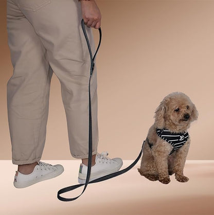 Dog Harness and Leash Set, No Pull Adjustable Soft Padded Vest, No Choke (Medium, White Stripe)