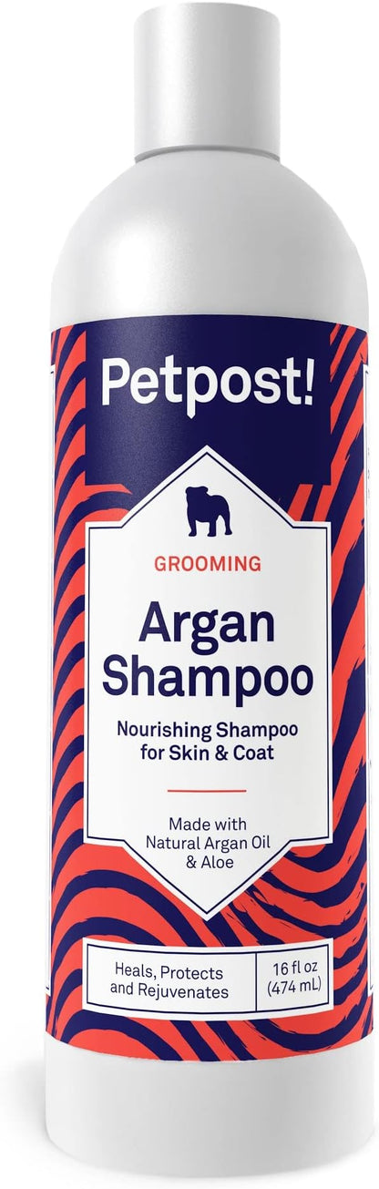 Petpost | Argan Shampoo for Dogs - Naturally Heals, Protects, & Rejuvenates Dog Dry Skin & Coat - Argan Oil and Aloe Formula 8 oz.