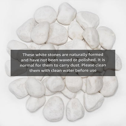 White Natural River Rocks, 1.5-2.5 Inch Decorative Stones for Plants, Garden, and Landscaping  40LB, Ideal for Fish Tanks, Vases, Crafting, Home Decor, and Outdoor Landscaping