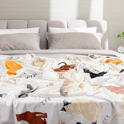 Tupmnbry Cat Blanket Animals Pet Print Throw Blanket Cat Gifts for Cat Lovers Soft Flannel Throw Blankets Lightweight Fluffy Plush Fuzzy Bed Blankets for Couch 60"X80"