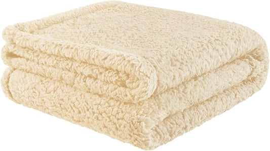 furrybaby Dog Blanket Soft Dog Blankets for Large Dogs Puppy Essentials Washable Sherpa Fleece Cat Blanket 32x40 Inches for Bed Furniture Couch Sofa (Medium, Beige)