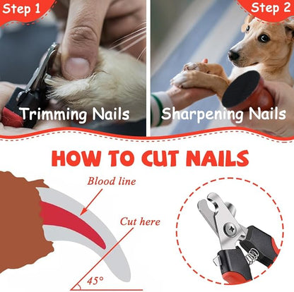 Dog & Cat Pets Nail Clippers and Trimmers with Nail File for Dogs w/ 3 Replaceable Sandpapers Round Relaxing Dog Nail Trimming Board, Dog Grooming Clippers Claw Trimmer with Safety Guard