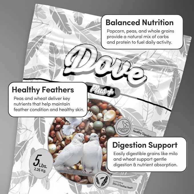 Mycelium Dove Plus Wild Bird Food (5 LB Bag) | Premium Bird Seed Mix for Doves, Pigeons & Ground-Feeding Birds | Supports Healthy Digestion | Organic, Non-GMO & Made in USA