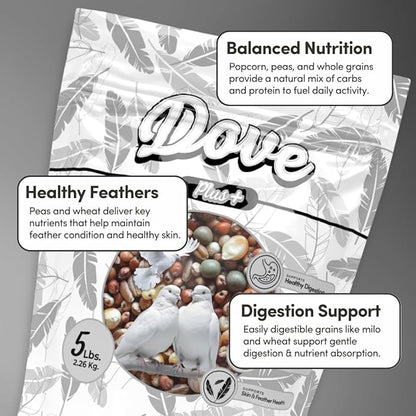 Mycelium Dove Plus Wild Bird Food (5 LB Bag) | Premium Bird Seed Mix for Doves, Pigeons & Ground-Feeding Birds | Supports Healthy Digestion | Organic, Non-GMO & Made in USA