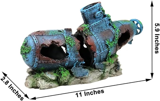 Aquarium Décor Thematic Ornaments - Submarine Fish Tank Decorations for Betta Hideout Caves