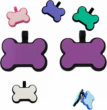6 Pack Original Silent Bone Design Silicone Pet Tag,Personalized ID Dog Tags,with Double Blank Sides to Engrave,6 Popular Colors in One Set