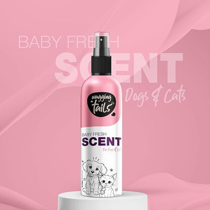 Wagging Tails 5-in-1 Baby Fresh Scent for Dogs & Cats, 6.7 fl oz | Alcohol-Free Pet Spray | Sensitive Skin Friendly & Deep Moisture Formula | Long-Lasting Scent, Non-Toxic | Suitable for All Breeds