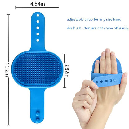 2 Pack Dog Grooming Brush - Dog Cat Bath Soothing Massage Rubber Brush - Pet Bath Brush with Adjustable Ring Handle Suitable for Long Short Haired Pet, Green