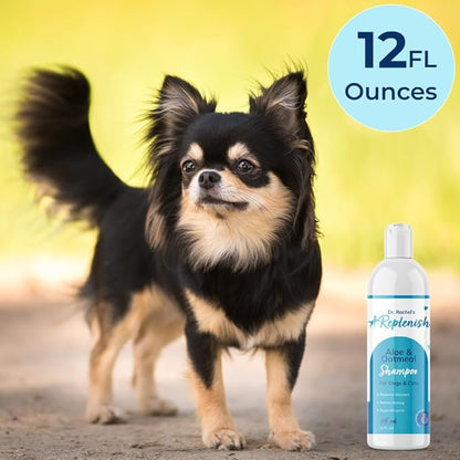 Replenish Aloe and Oatmeal Dog Shampoo -_ypoallergenic Pet Shampoo_or_llergies & Sensitive Skin, Medicated Dog Shampoo for Itching Relief &_atmeal Bath for Dogs Dry Flaky Skin Treatment  12 Oz