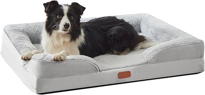 Orthopedic Dog Beds for Large Sized Dog - Waterproof Memory Foam Large Dog Bed, Washable Big Pet Beds with Removable Cover & Non-Slip Bottom (L, Grey)