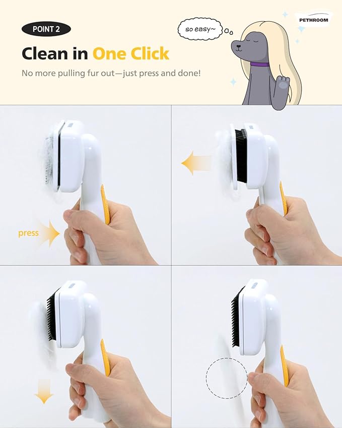 [PETHROOM] Healing Slicker Brush | Pet Brush | Dogs & Cats | Goldendoodle Brush | Coated Tips for Gentle Grooming | Dog Brush for Shedding | Long-Haired or Curly-Haired Dogs, White & Yellow