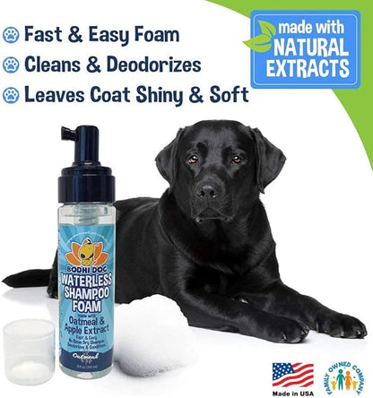 Bodhi Dog Waterless Foaming Shampoo - Dry Shampoo for Bathless Cleaning, No Rinse Required - Natural, Gentle Cleaner for Sensitive Skin - Made in USA (8 Fl Oz)