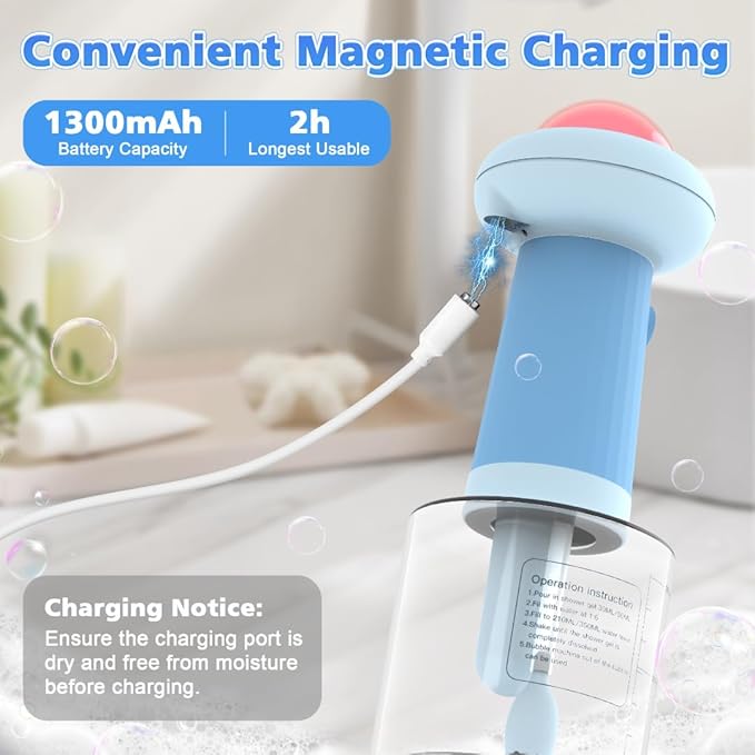 Electric Dog Shampoo Dispenser, IPX7 Automatic Dog Soap Dispenser, Soap Frother Dogs Grooming with Brush for Dogs and Cat Bathing, Shampoo Foamer Pet Bath Supplies, Bathroom, Kitchen Sink