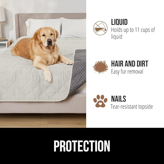 Gorilla Grip 100% Waterproof Dog Blanket, Pet Friendly Sofa Throw Essential for Small Pets, Dogs, Cats, Tear and Slip Resistant Leakproof Couch Cushion Cover for Indoor Furniture, 30x70 Taupe