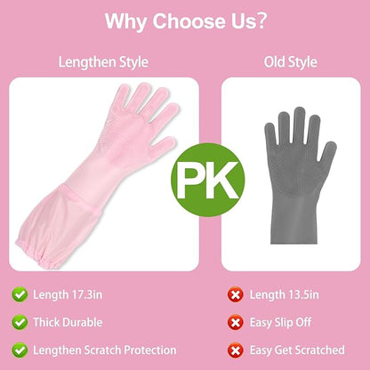 6PCS Pet Grooming Set - Lengthen Dog Washing Gloves, Dog Bath Brush, Dog Toothbrush Finger, Dog Shampoo Brush, Silicone Pet Bathing Gloves for Gentle Cleaning, Massaging, Shedding (Pink Grooming Set)