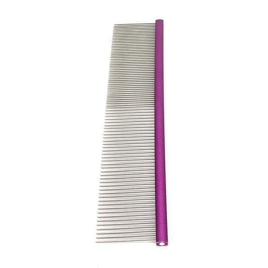 Greyhound Comb For Dogs, Metal Comb For Dogs Metal Dog Comb Cat Comb For Removing and Knots Dog Combs with Rounded Ends Grooming Tool For Long Short Haired Dog (Purple
