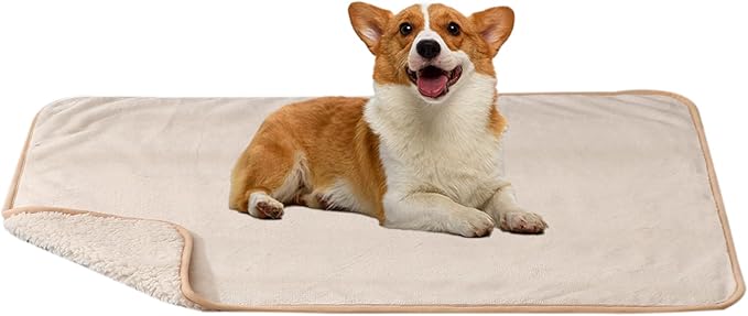 DaysU Waterproof Dog Blanket for Small Dogs - Soft Sherpa Fleece Reversible Pet Blanket, Cat Blanket Washable for Couch Protection, Warm Plush Puppy Blankets, 26.5"x35" Light Camel