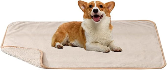 DaysU Waterproof Dog Blanket for Small Dogs - Soft Sherpa Fleece Reversible Pet Blanket, Cat Blanket Washable for Couch Protection, Warm Plush Puppy Blankets, 26.5"x35" Light Camel